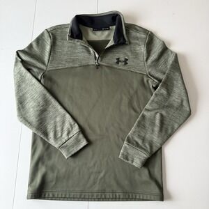 Under Armour Loose Fit Hunter Green 1/4 Zip Pullover Light Weight Fleece Lined S